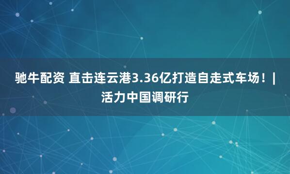 驰牛配资 直击连云港3.36亿打造自走式车场！|活力中国调研行