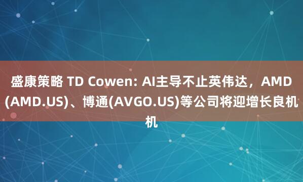 盛康策略 TD Cowen: AI主导不止英伟达，AMD(AMD.US)、博通(AVGO.US)等公司将迎增长良机