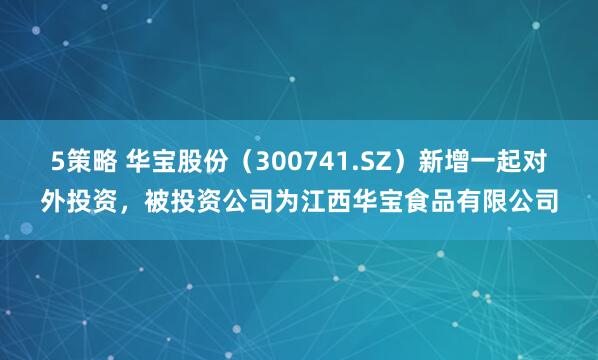 5策略 华宝股份（300741.SZ）新增一起对外投资，被投资公司为江西华宝食品有限公司